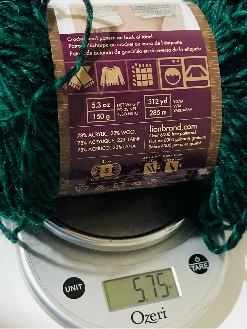 NEW Lion Brand Scarfie Yarn Color: Forest Black
